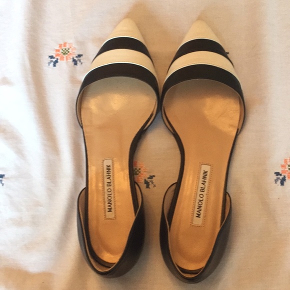 Manolo Blahnik Shoes - Manolo Blahnik Black/white 40 d’orsay flats NWT